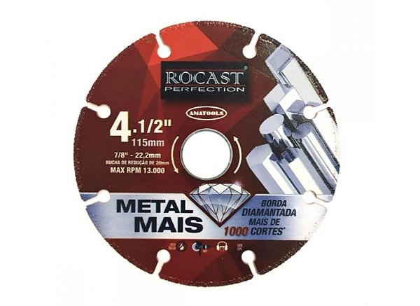 DISCO DIAMANTADO PARA CORTE DE METAIS - ROCAST