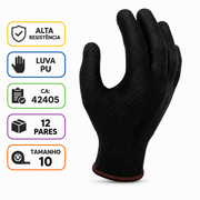 12 Pares Luva Pu Multi Tato Tam 10 Ca 42405 Profissional