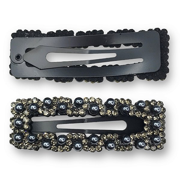 Presilha Serena | Presilha Cinza com strass e pérolas.