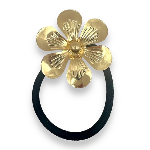 Elástico Ottavia | Elástico de cabelo de metal com flor dourada