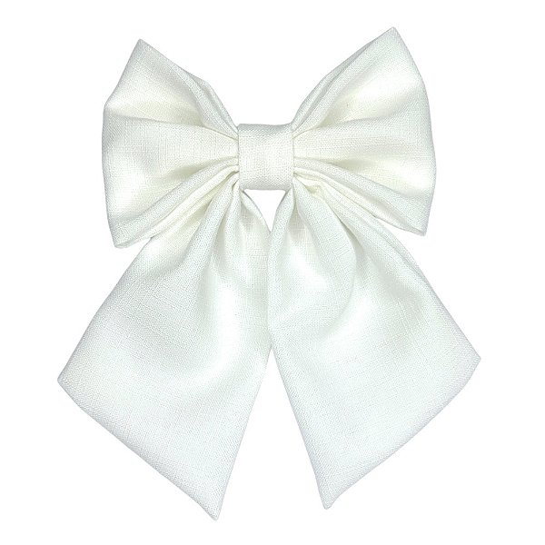 Laço Carol | Laço de cabelo branco de linho