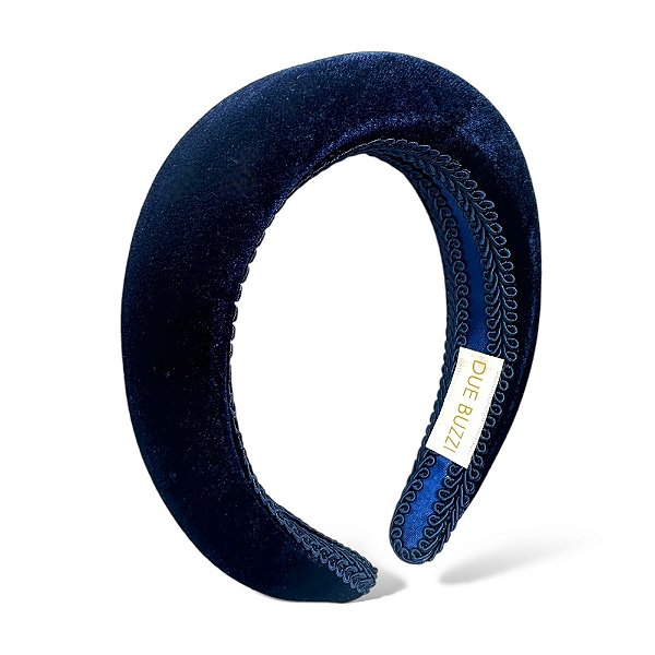 Tiara azul marinho de veludo | Tiara alta acolchoada de veludo