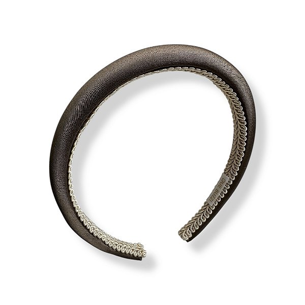 Tiara Taupe Fina Acolchoada de Cetim