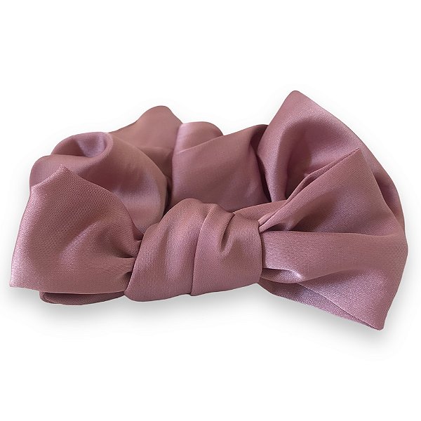 Scrunchie de Cetim com Laço Rosa