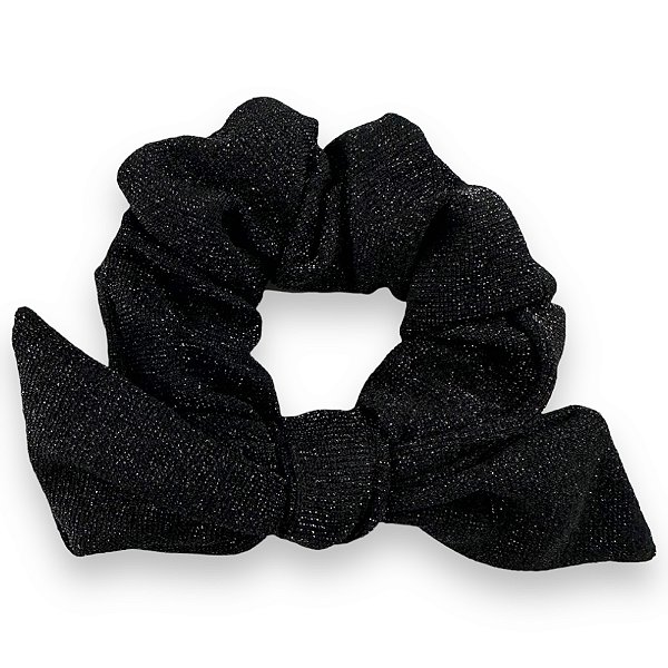 Scrunchie de Laço em Lurex Preto