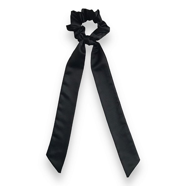 Scrunchie estilo Lenço Preto de Cetim