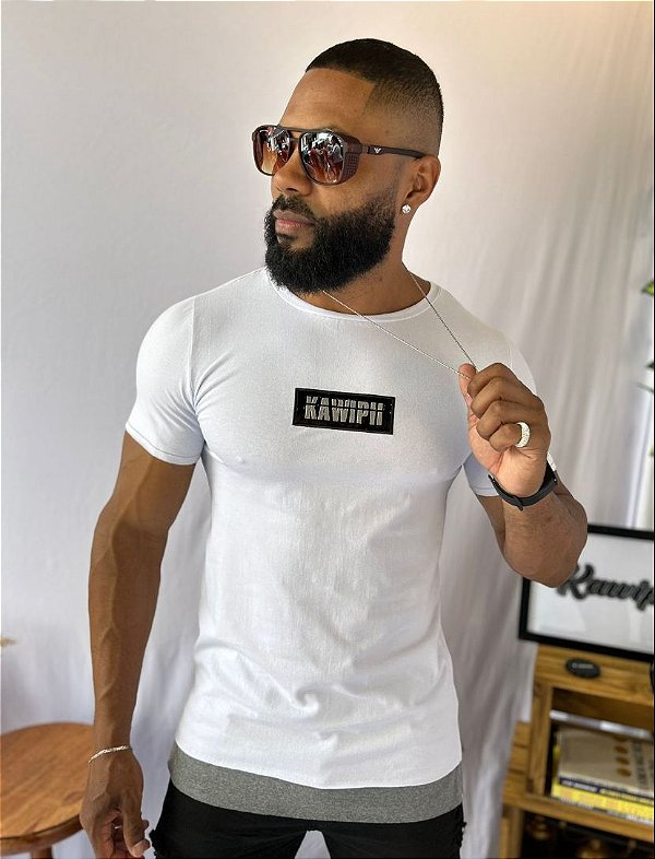 Camiseta Kawipii Branca/Cinza.