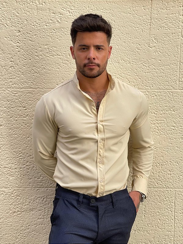 Camisa Exalt Manga Longa Areia.