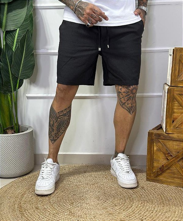 Bermuda Linho Preta StoneWall.