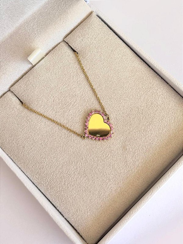 PULSEIRA CORAÇÃO MÃE SAFIRA ROSA