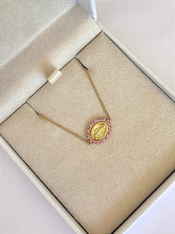 PULSEIRA MEDALHA MILAGROSA ROSA FILHA