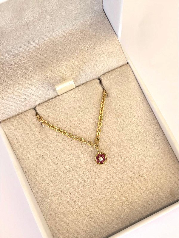 PULSEIRA FLOR RUBI E DIAMANTE