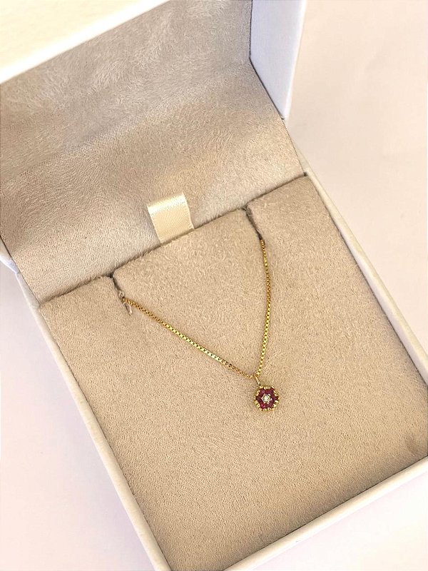 PULSEIRA VENEZIANA FLOR RUBI E DIAMANTE