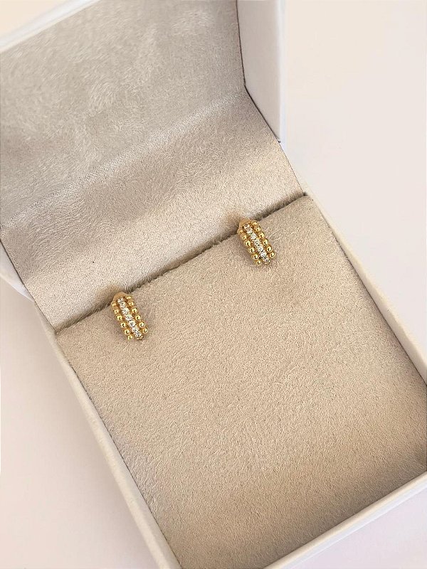 BRINCO ARGOLA BOLINHAS E DIAMANTE