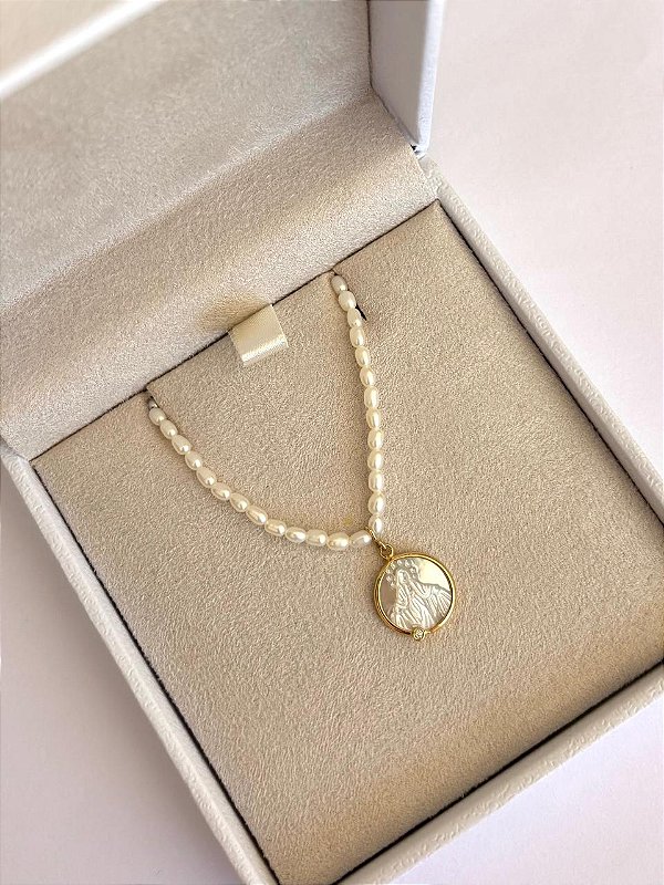 COLAR PÉROLAS SAGRADO CORAÇÃO DE MARIA