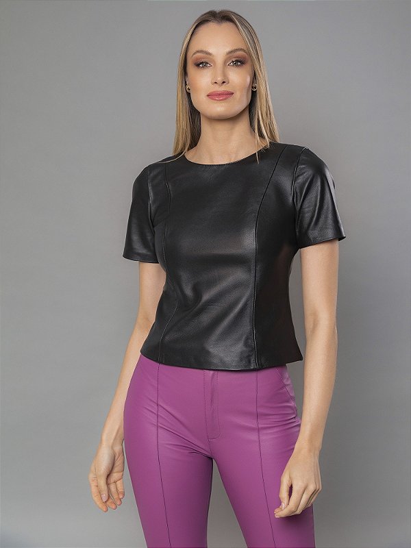Blusa Couro Legítimo - Gabi