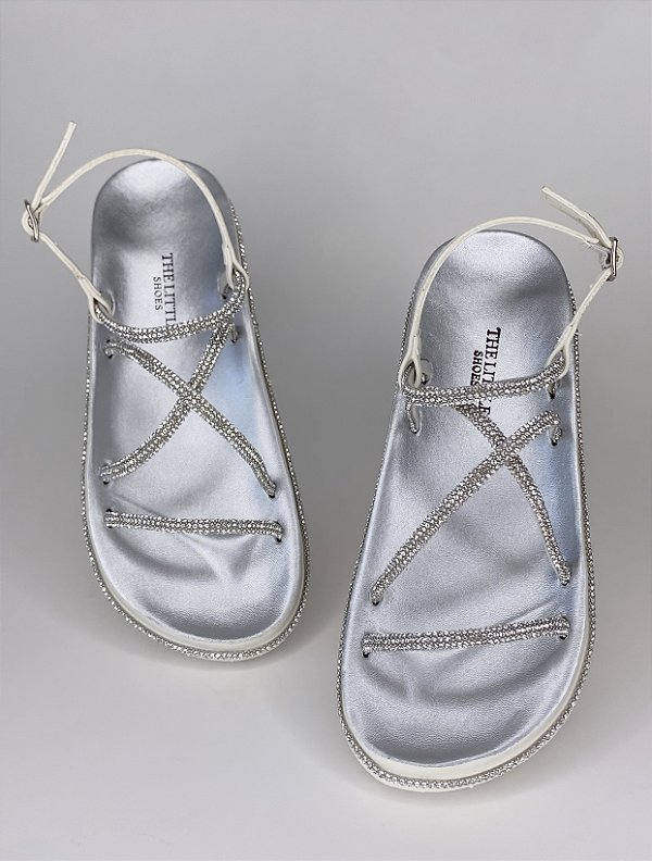 Papete Hailey de Brilhos Prata e Off White