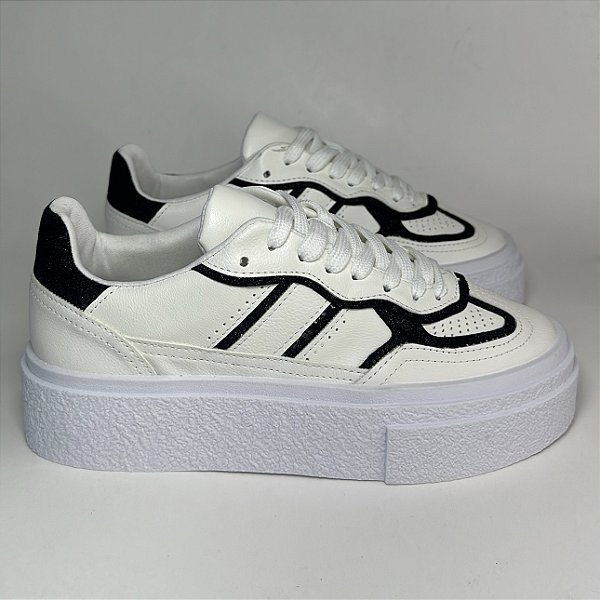 Dara - Tênis Feminino Branco com Preto