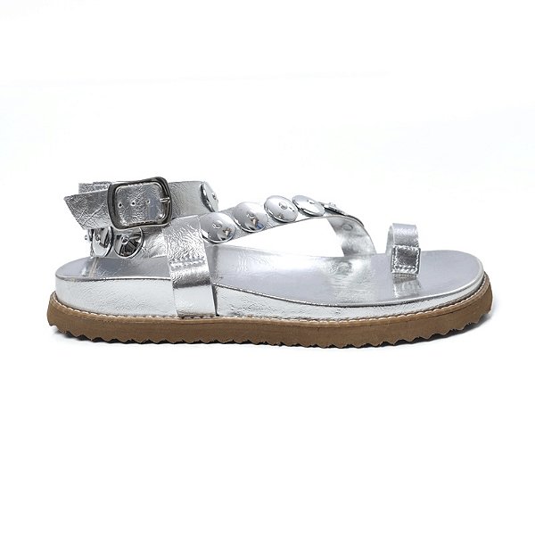 Luma - Sandália Feminina Prata de Moedas