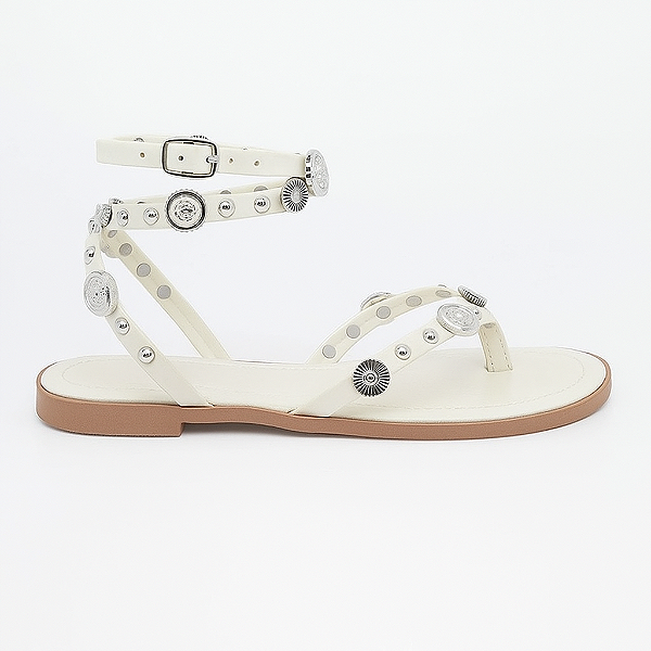 PRÉ VENDA - Moana - Sandália Rasteira Feminina de Moedas Off White