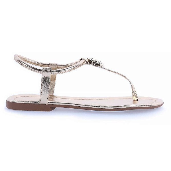 Santorini - Sandália Rasteira Feminina Dourada