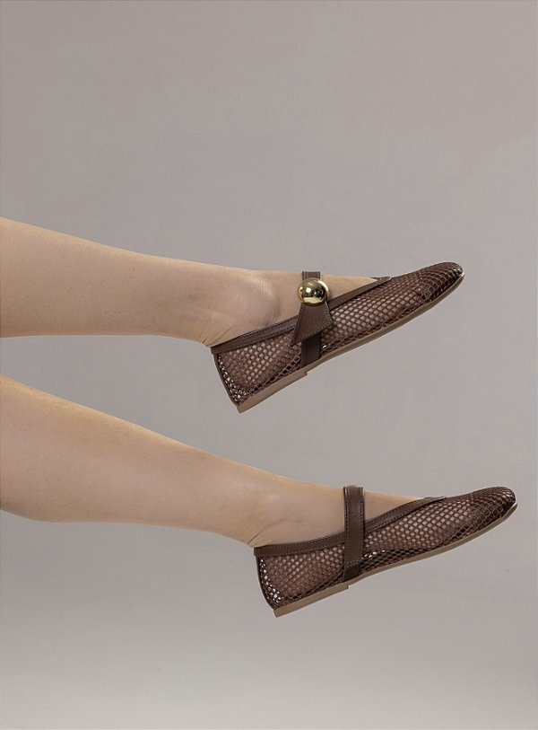 PRÉ VENDA - Catarina - Sapatilha Feminina de Tela Marrom