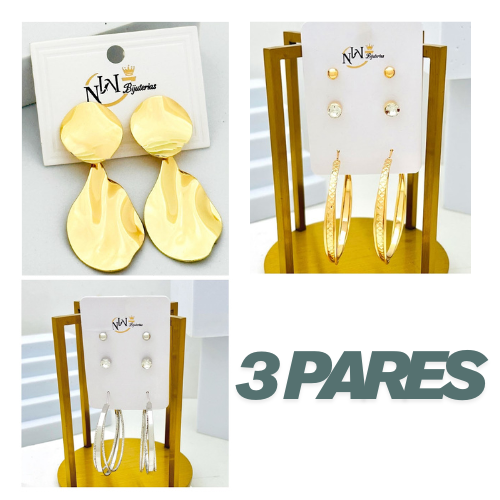 3 PARES DE BRINCO BIJU