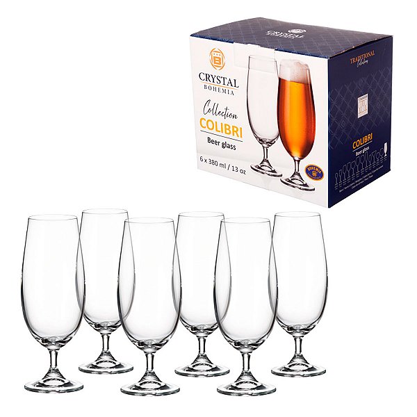 Taça para Cerveja Bohemia 380ml Conjunto com 6 Peças em Cristal Transparente