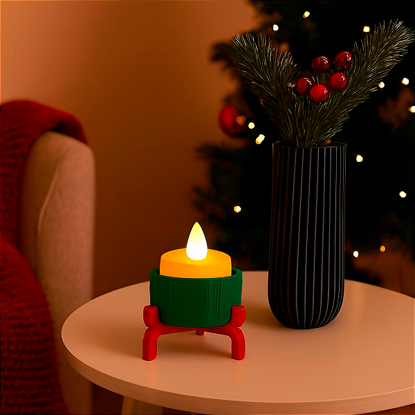 Mini Enfeite de Natal com Vela LED