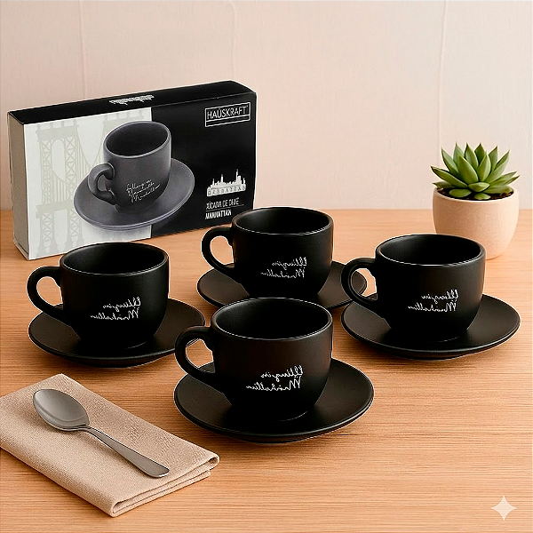 jogo com 6 xicaras de porcelana para café capacidade 90ml