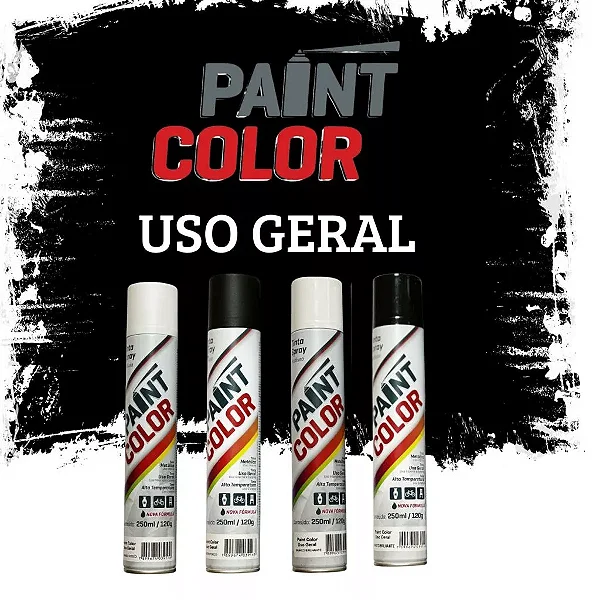 TINTA SPRAY PRETO BRILHANTE 250ML/120G USO GERAL - Limpeza Automotiva