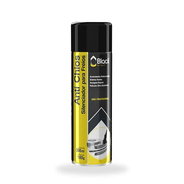 ANTI-CHIO AEROSSOL 300ML/180G BLACK - Eliminador chiados e ruídos indesejados no sistema de freios