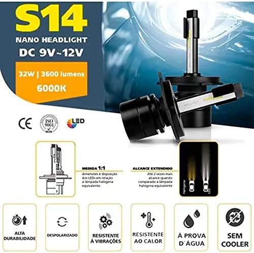H7 - 12V - Lâmpada Super Led Mini Shocklight 32w S14 Nano H7 6000k - Lampada H7 12V - PONTO M PECAS AUTOMOTIVAS