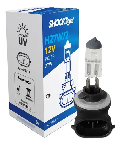 H27 - 12V - LÂMPADA MILHA H27W/2 27W 12V SHOCK LIGHT SL-120027-2 - PONTO M PECAS AUTOMOTIVAS