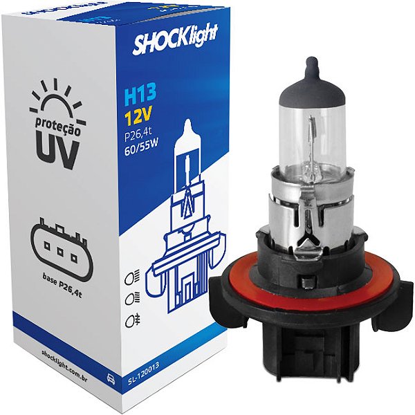 H13 - 12V - LÂMPADA HALÓGENA STANDART H13 12V 60/55W P26,4T - PONTO M PECAS AUTOMOTIVAS