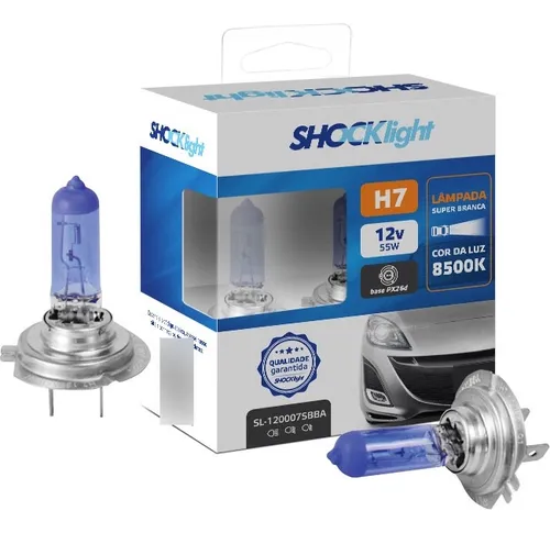 Par H7 55w 8500k 12v Super Brancas Sl120007sbba - Shocklight - PONTO M PECAS AUTOMOTIVAS