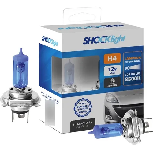 Par H4 60/55w 8500k 12v Super Brancas Sl120004sbba - Shocklight - PONTO M PECAS AUTOMOTIVAS