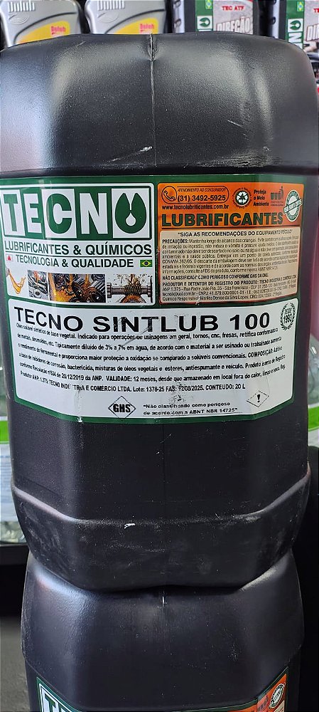 TECNO SINTLUB 100 - CODIGO ANP: 620601004 - OLEO SOLUVEL SINTETICO - BD 20LT - PONTO M PECAS AUTOMOTIVAS