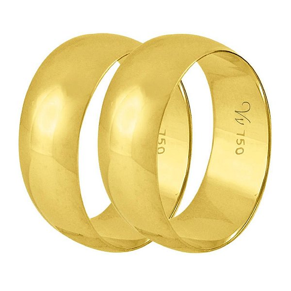 Aliança tradicional em ouro 18k com 7mm 5,8g (unidade)
