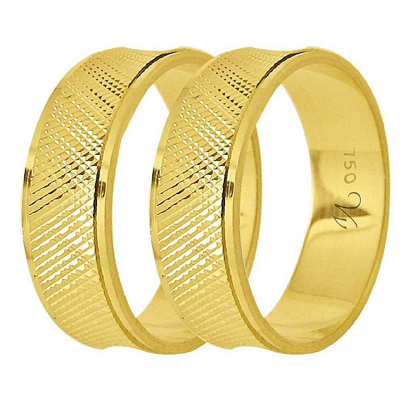 Aliança trabalhada em ouro 18k com 6mm - 3,0gr unidade