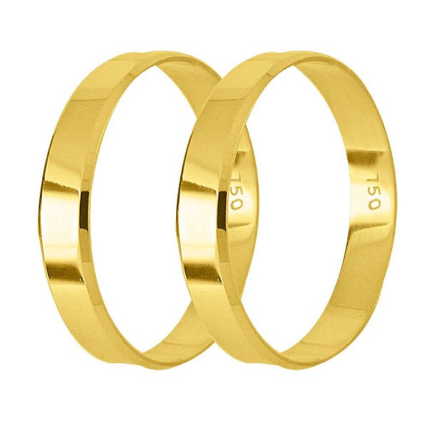 Aliança inclinada em ouro 18k com 4mm - 2,0gr (unidade)