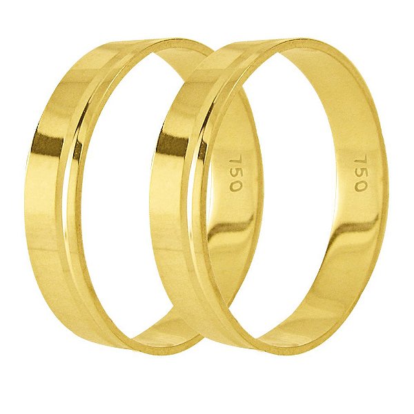Aliança reta/canal em ouro 18k com 4mm - 2,0gr (unidade)