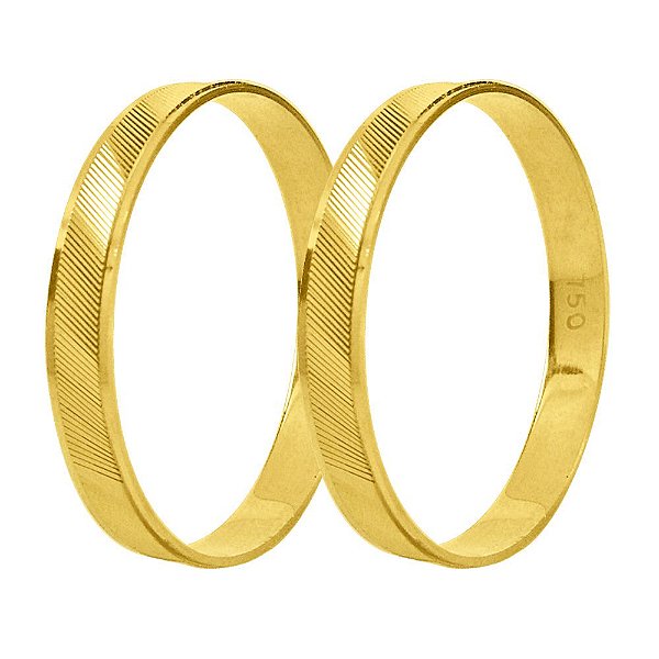 Aliança trabalhada em ouro 18k com 3mm 1,0g (unidade)