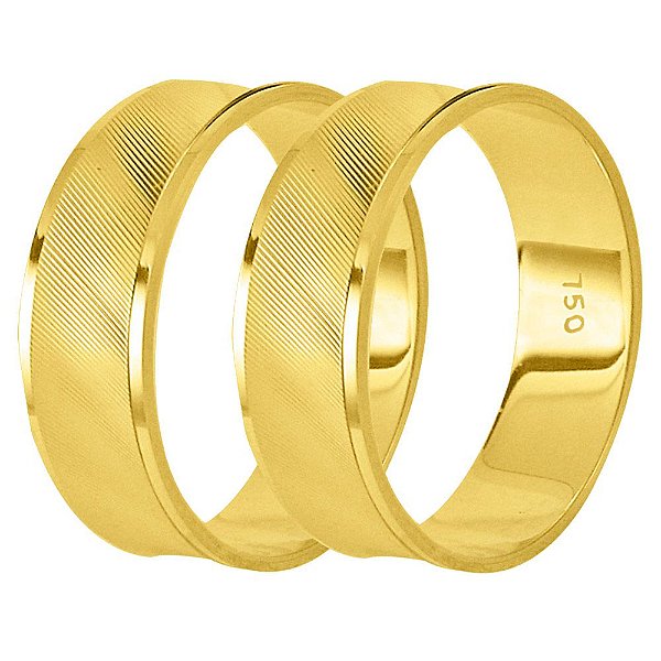 Aliança trabalhada em ouro 18k com 6mm 2,5g (unidade)