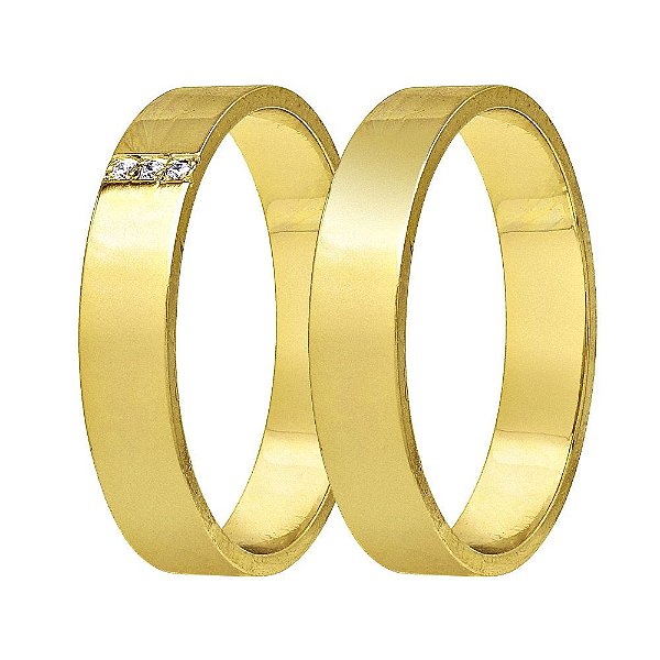 Aliança trabalhada em ouro 18k com 4mm 2,8g (unidade)