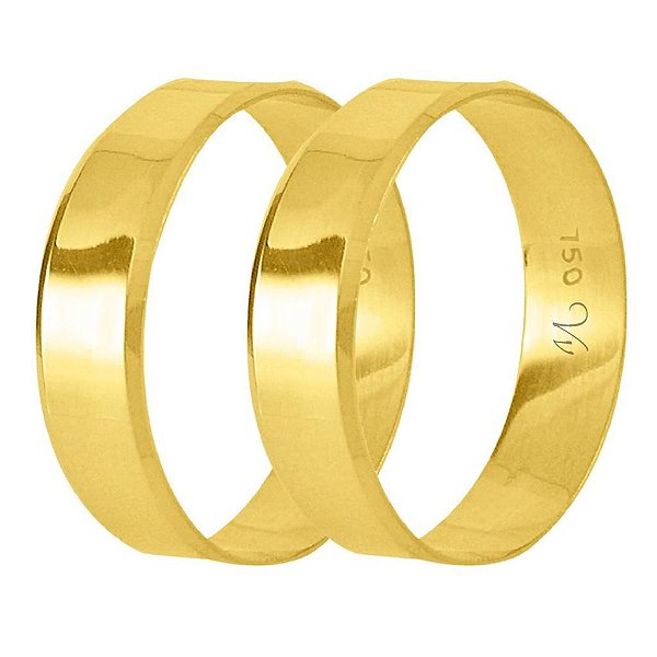 Aliança inclinada em ouro 18k com 5mm - 2,5gr (unidade)
