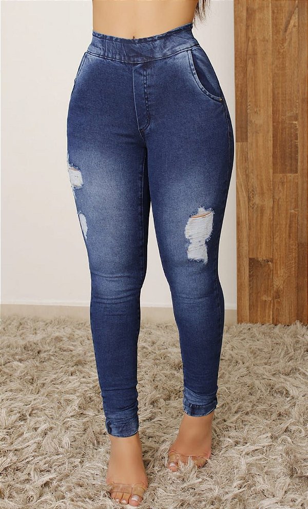 Calça jeans com ziper inteiro na lateral - DonaLu Moda