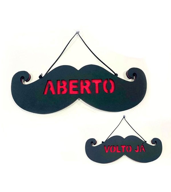 Placa Aberto / Volto Já Para Barbearia Modelo Bigode