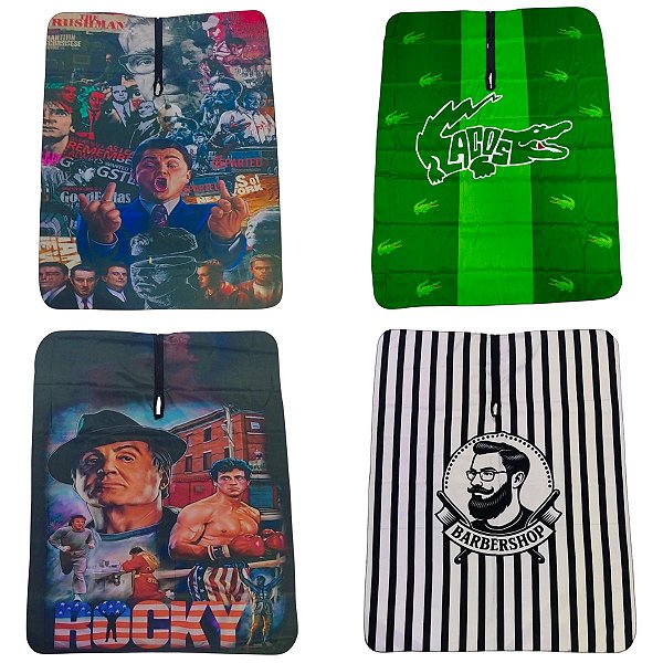 Capa De Corte Para Barbeiro Cabeleireiro Tecido Microfibra com Zíper