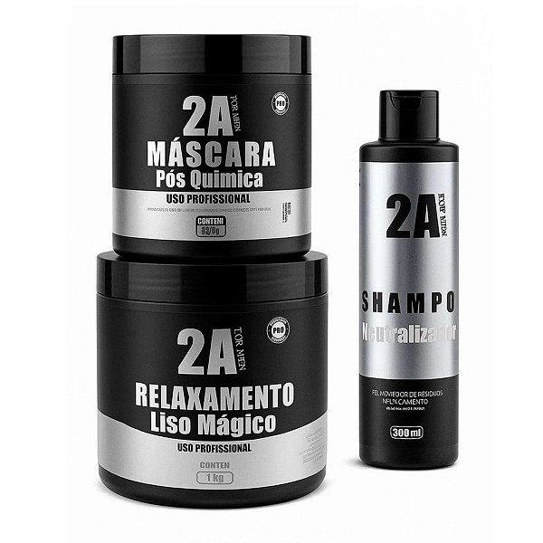 Kit Alisamento Americano Liso Mágico + Shampoo + Hidratante 2a For Men